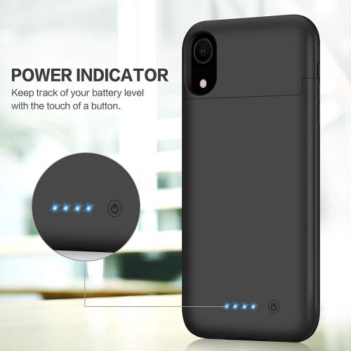  [아마존베스트]Battery Case for iPhone XR, Feob Upgraded 5500mAh Portable Charging Case Extended Battery Pack for iPhone XR Charger Case (6.1 inch)- Black