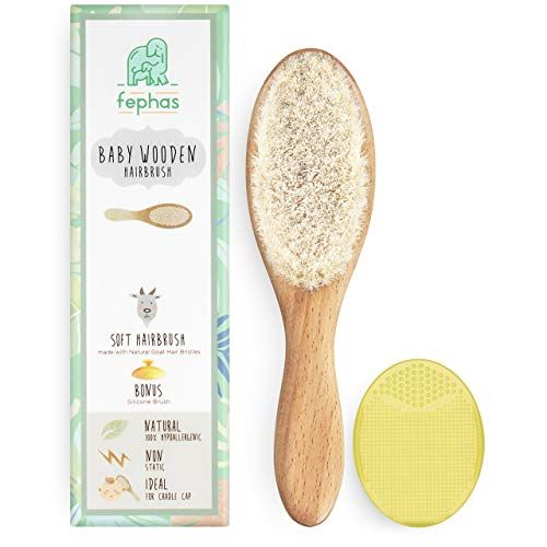  [아마존베스트]Fephas Wooden Baby Goat Hair Brush| Eco Friendly Hairbrush for Newborn and Toddler Girl/Boy Features Organic...