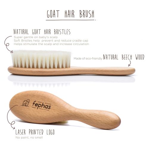  [아마존베스트]Fephas Wooden Baby Goat Hair Brush| Eco Friendly Hairbrush for Newborn and Toddler Girl/Boy Features Organic...