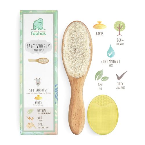  [아마존베스트]Fephas Wooden Baby Goat Hair Brush| Eco Friendly Hairbrush for Newborn and Toddler Girl/Boy Features Organic...