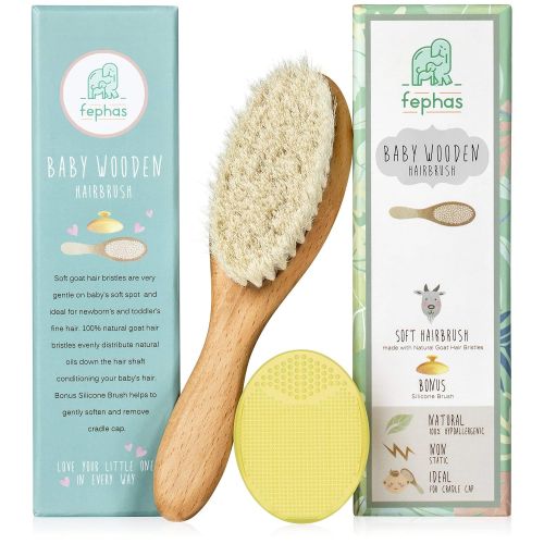  [아마존베스트]Fephas Wooden Baby Goat Hair Brush| Eco Friendly Hairbrush for Newborn and Toddler Girl/Boy Features Organic...