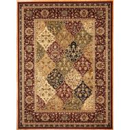 FeraghanNew City Traditional Panel Red Wool Persian Area Rug, 8 x 10, Burgundy