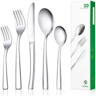 [아마존 핫딜]  [아마존핫딜]Ferfil Flatware Set, 20-Piece Cutlery / Silverware / Tableware Set Service for 4, Include Knife/Fork/Spoon, Mirror Polished, Dishwasher Safe
