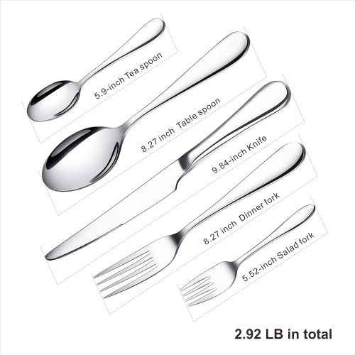  [아마존 핫딜] [아마존핫딜]Ferfil Flatware Sets, 20-Piece Heavy Duty Stainless Steel Silverware/Cutlery/Tableware Set Service for 4, Include Knife/Fork/Spoon, Mirror Polished, Dishwasher Safe