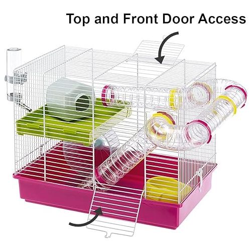  Ferplast Laura Small Hamster Cage | Fun & Interactive Cage Measures 18.11L x 11.61W x 14.8H & Includes All Accessories