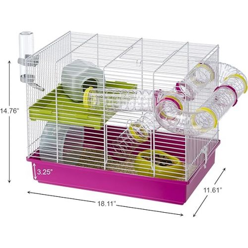  Ferplast Laura Small Hamster Cage | Fun & Interactive Cage Measures 18.11L x 11.61W x 14.8H & Includes All Accessories