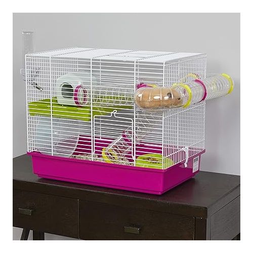  Ferplast Laura Small Hamster Cage | Fun & Interactive Cage Measures 18.11L x 11.61W x 14.8H & Includes All Accessories