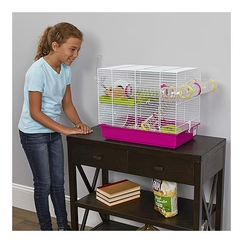  Ferplast Laura Small Hamster Cage | Fun & Interactive Cage Measures 18.11L x 11.61W x 14.8H & Includes All Accessories