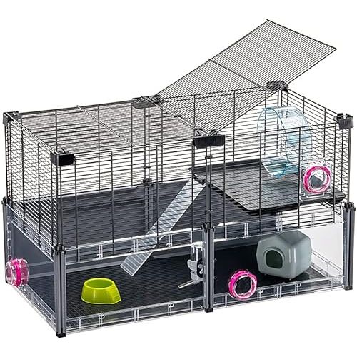  FERPLAST - Large Hamster Cage - Mouse Cage & Hamster House - Metal Mesh - with Accessories - Modular - Multipla Hamster, 72,5 x 37,5 x h 42 CM