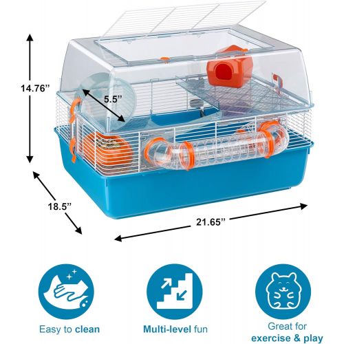  Ferplast Duna Fun Hamster Cage | Multi-Tier Hamster Cage Includes All Accessories | 21.65L x 18.5W x 14.76H Inches