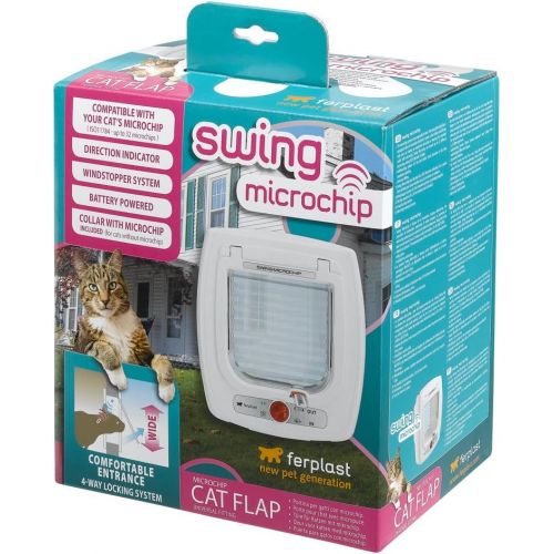  Ferplast Cat Door with Microchip Swing Microchip, One Size8.86 x 6.38 x h 9.92, White