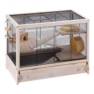 Ferplast HAMSTERVILLE Hamster Habitat Cage, Sturdy Wooden Structure, Black