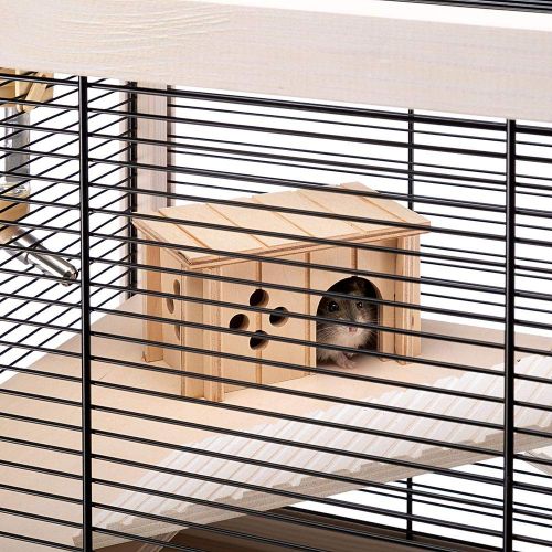  Ferplast HAMSTERVILLE Hamster Habitat Cage, Sturdy Wooden Structure, Black