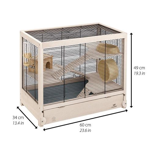  Ferplast HAMSTERVILLE Hamster Habitat Cage, Sturdy Wooden Structure, Black