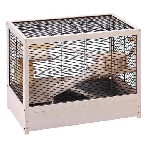  Ferplast HAMSTERVILLE Hamster Habitat Cage, Sturdy Wooden Structure, Black