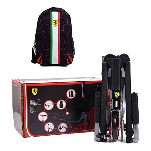  Ferrari Foldable Scooter with Backpack Bag Kick Push Adjustable for Kids Adults