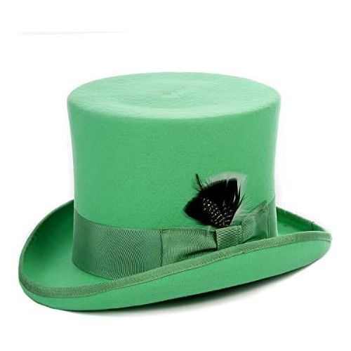  할로윈 용품Ferrecci Wool Felt Top Hat /18 Colors/with Grosgrain Ribbon and Removable Feather- Unisex, Men, Women