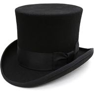 Ferrecci Wool Felt Top Hat /18 Colors/with Grosgrain Ribbon and Removable Feather- Unisex, Men, Women