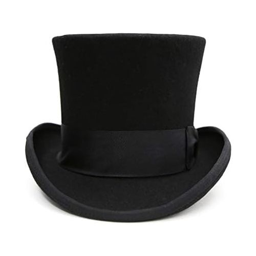  할로윈 용품Ferrecci Wool Felt Top Hat /18 Colors/with Grosgrain Ribbon and Removable Feather- Unisex, Men, Women