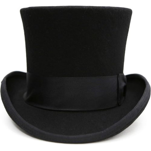  할로윈 용품Ferrecci Wool Felt Top Hat /18 Colors/with Grosgrain Ribbon and Removable Feather- Unisex, Men, Women