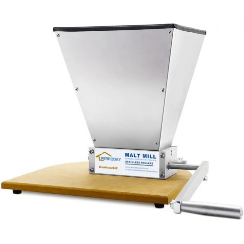  [아마존베스트]FERRODAY 2 Roller Stainless Steel Malt Crusher Heavy Duty Malt Mill Homebrew Grain Crusher Adjustable Barley Grinder Low Speed Drill Available Manual Malt Mill Stainless Steel Mill