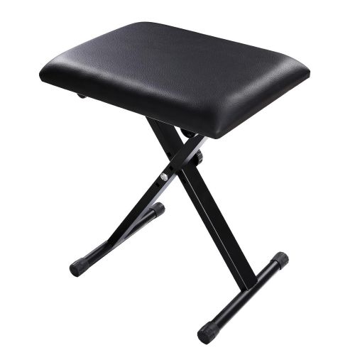  Ferty Adjustable Piano Keyboard Bench Leather Padded Seat Folding Stool Chair with Rubber Feet