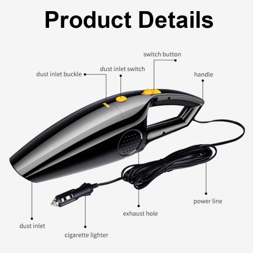  Fesjoy Handheld Vacuum Cleaner Small Powerful 120W 12V Car Vacuum Cleaner Wet & Dry Dual Use Car Charger