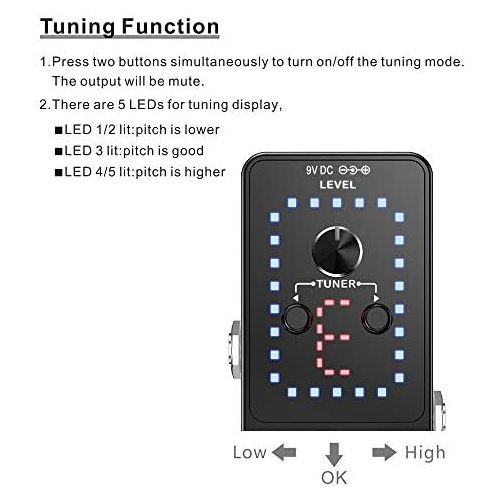  [아마존베스트]Fesjoy Looper Pro Guitar Loop Pedal 9 Loops Total 40 Minutes Recording Time Unlimited Overdubs Built-in Tuner Function LED Display