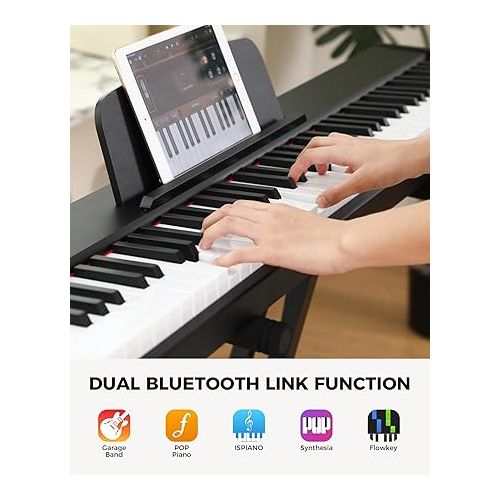  Fesley Weighted Piano Keyboard 88 Keys: Full Size Electric Keyboard Piano for Beginners, Portable 88 Key Keyboard with Daul Speaker,Sustain Pedal,Power Adapter,Support Bluetooth,USB MIDI,FEP300,Black