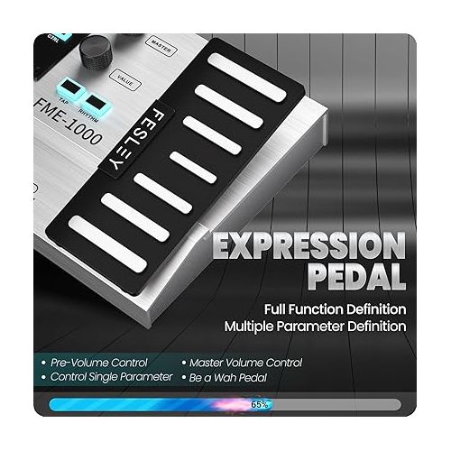  Fesley Multi Effects Guitar Pedal: Guitar Pedal with 157 Effect, 61 Preamp Modeling, 40 Drum Machine, IR Cab Simulation, Bass Pedal with Expression for Home Practice Performance Live Streaming