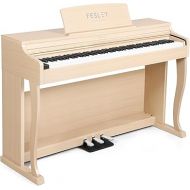 Fesley Digital Piano 88 Key Weighted Keyboard: Home Electric Piano Piano With Hammer Action For Professional,Upright Piano Keyboard with Dual 25W Speakers,Triple Pedal,Support Bluetooth,MIDI USB,Beige