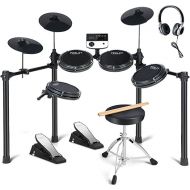 Fesley Electric Drum Set for Beginner: Electronic Drum Set with Dual Area Snare Drum & Quiet Mesh Drum Pads, Drum Kit with 2 Drum Sticks, Electric Drum Sets with Drum Throne, MIDI, Headphones