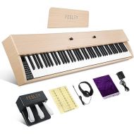 Fesley Digital Piano Keyboard, 88 Semi Weighted Key Digital Piano, Full-Size Standard Key Digital Piano for Beginner with 380 Tone, 128 Polyphony, 88 Song, 256 Rhythm, Triple Pedal, Headphone