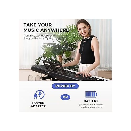  Fesley Piano Keyboard 88 Keys, Full-Size Digital Piano Keyboard, Portable Electric Keyboard Piano, 88 Key Keyboard With Music Stand, Power Adapter, Sustain Pedal, Bluetooth, MIDI