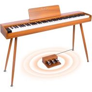 Fesley Digital Piano 88 Key Weighted Keyboard: Full Size Electric Piano with Graded Hammer Action for Professional, Dual Stereo Speakers & 3-Pedal, Support Bluetooth, MIDI USB,Home Friendly Wood Color