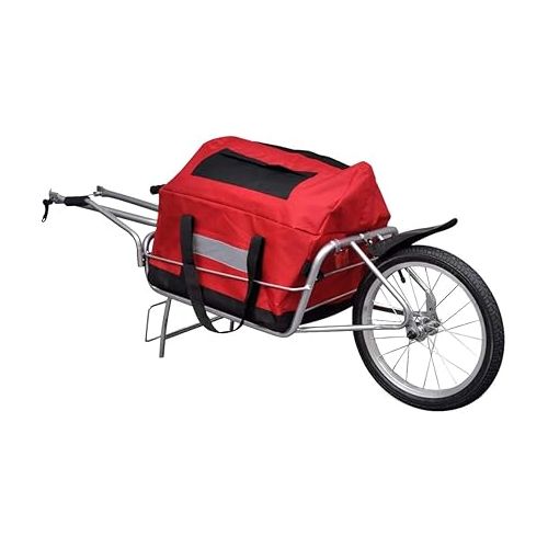  Festnight 2-in-1 Enclosed Bike Cargo Trailer with Removable Storage Bag and Quick Release Wheels Steel Frame Luggage Barrow Baggage Cart Trailer 4' 8
