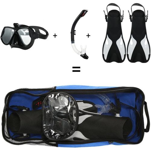  Festnight Unisex Tauchset Schnorcheln Combo Set Anti-Fog Taucherbrille Maske Schnorchel Rohr Flossen mit Gear Bag fuer Manner Frauen Schwimmen Tauchen Reise