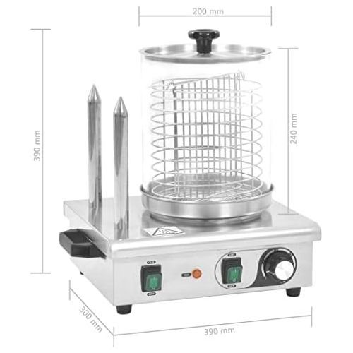  [아마존베스트]Festnight Professional Hot Dog Maker with 2 Bars 500 W Stainless Steel Hot Dog Warmer Machine Temperature Adjustable