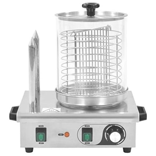  [아마존베스트]Festnight Professional Hot Dog Maker with 2 Bars 500 W Stainless Steel Hot Dog Warmer Machine Temperature Adjustable