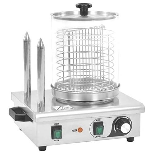  [아마존베스트]Festnight Professional Hot Dog Maker with 2 Bars 500 W Stainless Steel Hot Dog Warmer Machine Temperature Adjustable