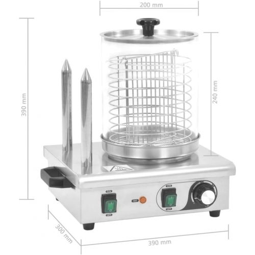  [아마존베스트]Festnight Professional Hot Dog Maker with 2 Bars 500 W Stainless Steel Hot Dog Warmer Machine Temperature Adjustable