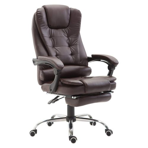  Festnight High Back Reclining Executive Home Office Chair with Retractable Footrest, PU Leather