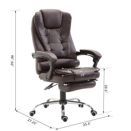  Festnight High Back Reclining Executive Home Office Chair with Retractable Footrest, PU Leather