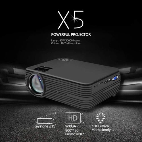  Festnight-1 Festnight X5 Mini Video LCD Projector 1080P Multimedia Home Theater Projector Built-in Speaker Portable Beamer Movies Player for Home Cinema TVs Laptops Games Smartphones