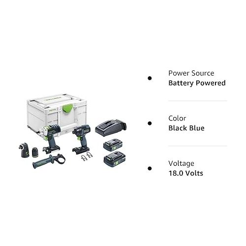  Festool 576490 TID 18 Impact Driver and PDC 18 Drill Driver 4.0Ah Combo Kit