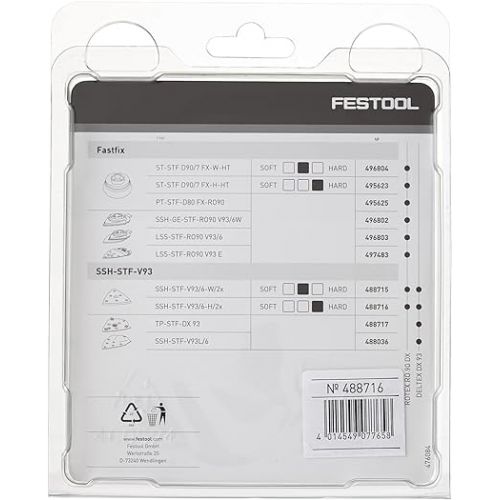  Festool 488716 DX 93 StickFix Sanding Pad, Hard,