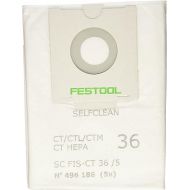 Festool 496186 SELFCLEAN Filter Bag for CT 36, Quantity 5