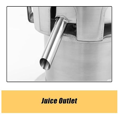  Commercial Juice Extractor, Heavy Duty Cold Press Electric Juicer Machines, 370W Stainless Steel Centrifugal Juice Extractor Juicing for Nutrient Fruits and Vegetables