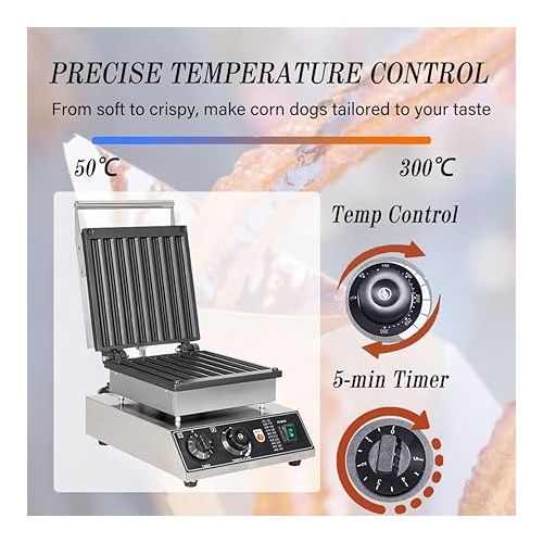  8 pcs Churro Maker Machine, Commercial Spanish Churros Maker, 1500W Electric Non-Stick Waffle Maker, Cook Healthy and Oil-free Churros in just minutes