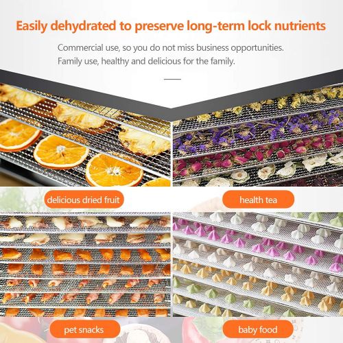  [아마존베스트]Fetcoi Stainless Steel Professional Drying Machine 8 Levels BPA Free Dryer Drying Machine Dehydrator Timer Dehydrator Temperature Regulator from 30-90 °C for Fruit Meat Fruit Dryer Vegeta